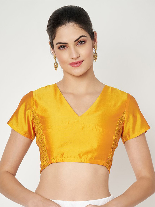 studio rasa Women Solid V-Neck Silk Blend Top