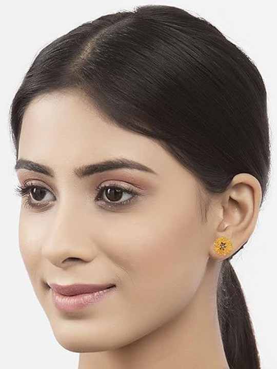 Heer Collection Gold-Plated Mother of Pearl Contemporary Antique Studs