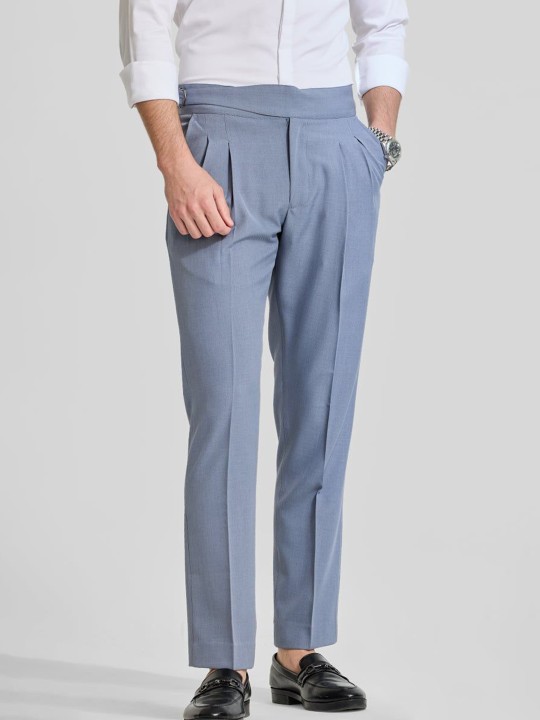 Men Smart Slim Fit Pleated Regular Trousers deal from myntra