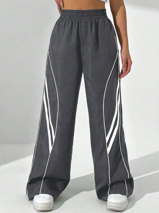 TABADTOD Women Striped Relaxed Loose Fit Parallel Trousers