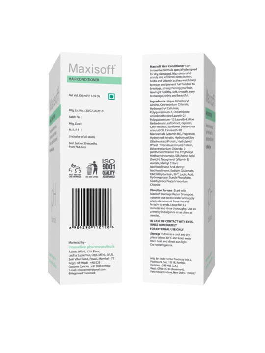 Maxisoft Set Of 2 pH Balanced Hair Conditioner With Keratin & Vitamin E-100ml Each