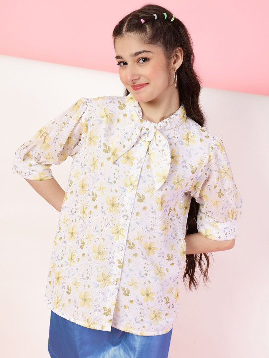 BAESD Girls Floral Printed Tie-Ups Top