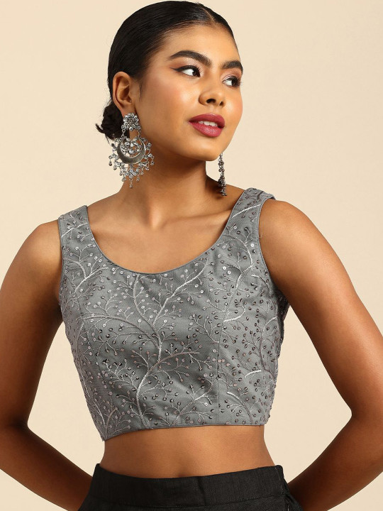 Ethnovog Embroidered Sleeveless Saree Blouse
