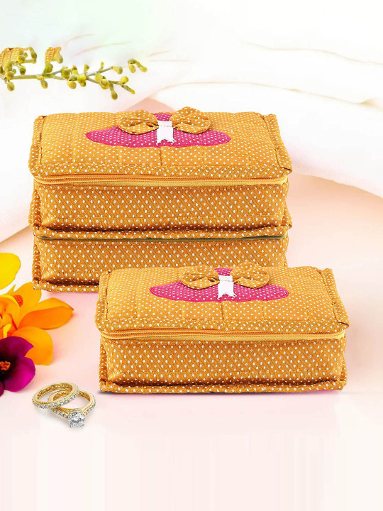 Kuber Industries Gold-Toned 3 Pieces Jewellery Organisers