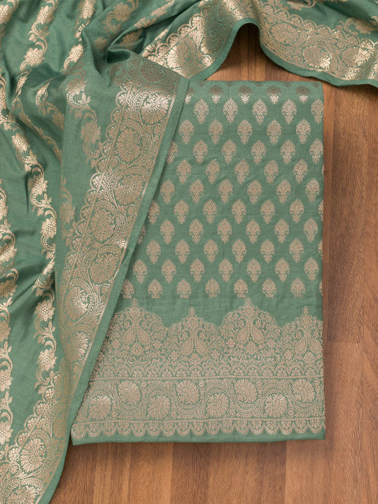 Koskii Women Ethnic Motifs Woven Design Zari Work Banarasi Unstitched Dress Material