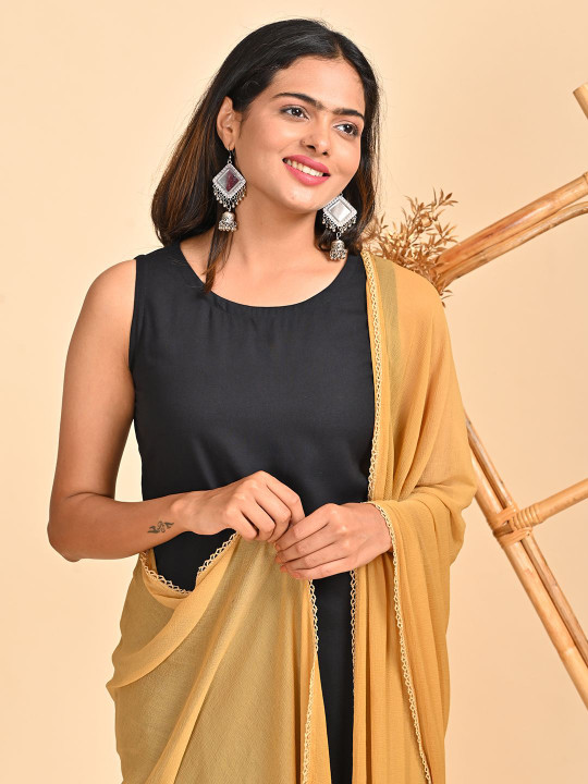 HELLA FASHIONS Taping Border Chiffon Dupatta