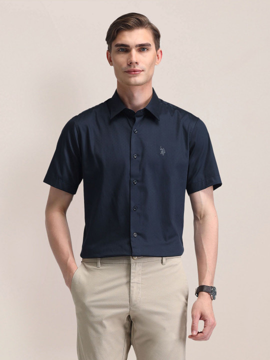 U.S. Polo Assn. Men Classic Cutaway Collar Solid Cotton Formal Shirt