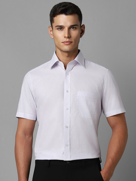 Louis Philippe Men Classic Spread Collar Micro Ditsy Printed Cotton Formal Shirt
