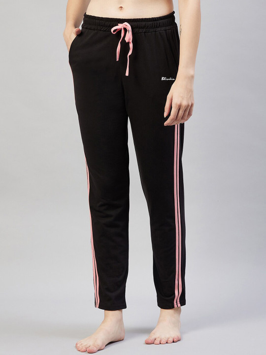 Blinkin Women Black Solid CottonLounge Pants
