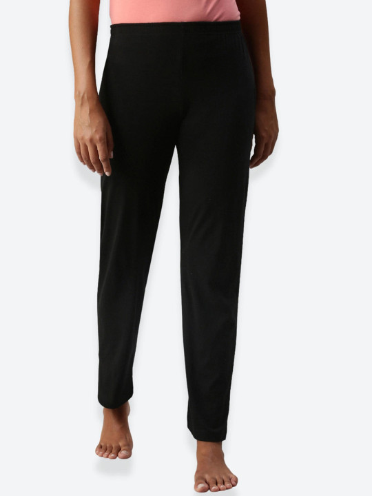 NOT YET by us Women Black Solid Lounge Pants
