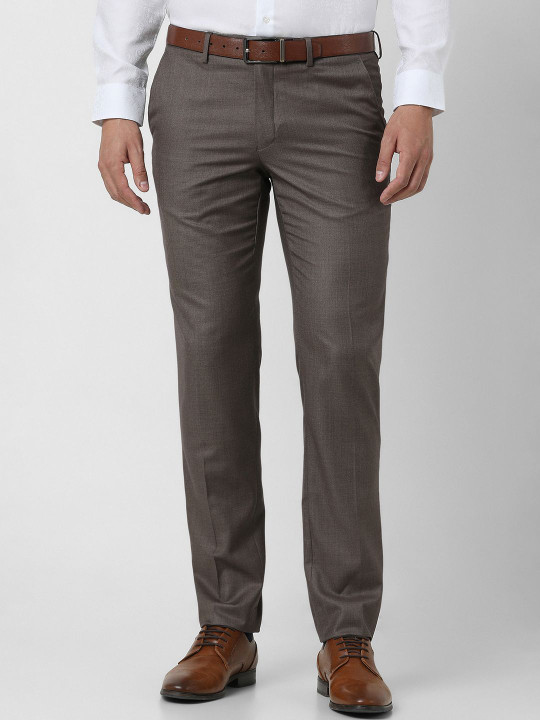 Van Heusen Men Self Design Slim Fit Trousers