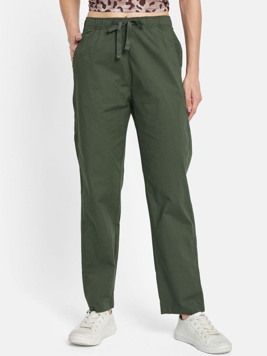 METTLE Women Cotton Mid Rise Track Pants