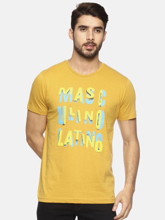 Masculino Latino Men Bio Finish Typography Printed Round Neck Cotton T-shirt