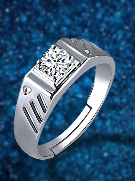 Roadster The LifestyleCo Silver-Plated American Diamond StuddedFingerRing