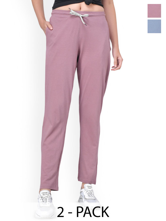 FFLIRTYGO Women Pack Of 2 Cotton Mid-Rise Trackpants