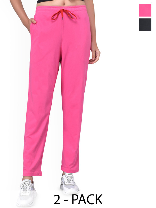 FFLIRTYGO Women Pack Of 2 Cotton Mid-Rise Trackpants