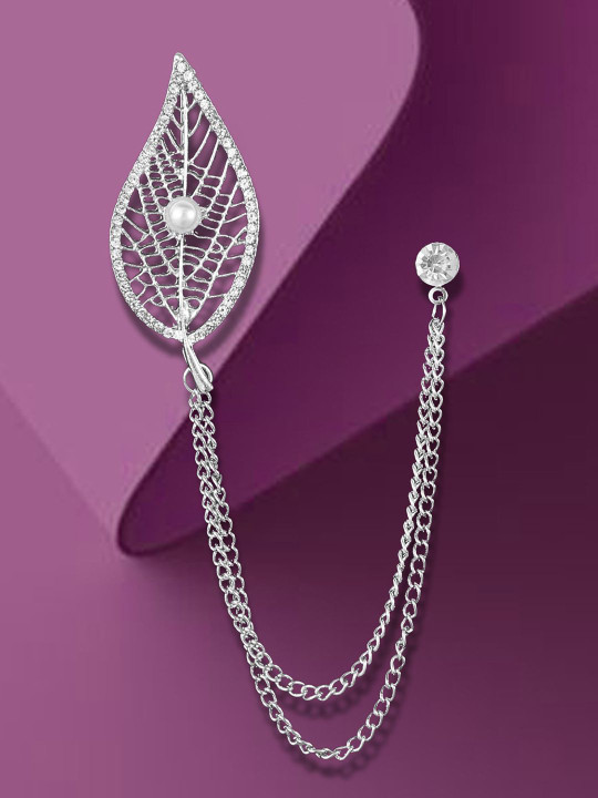 Peora Silver-Toned Plated Metal Brooch