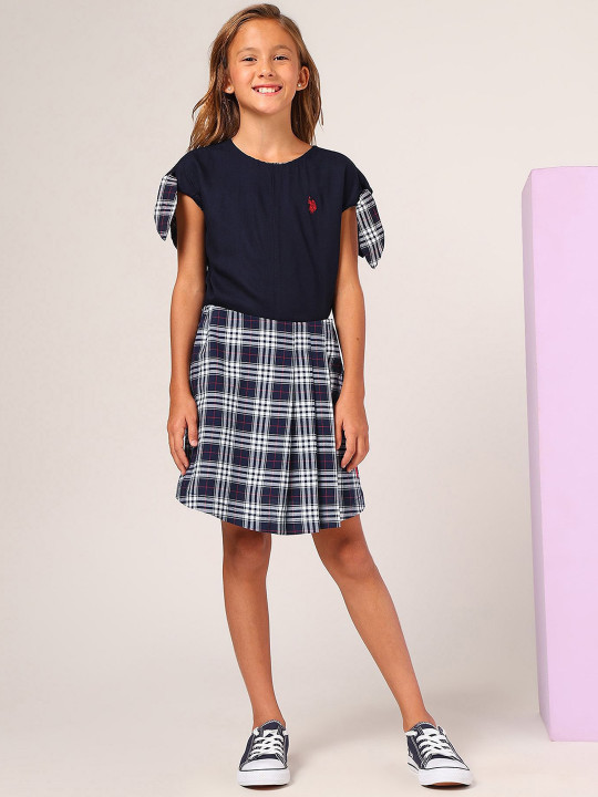 U.S. Polo Assn. Kids Girls A-Line Checked Skorts