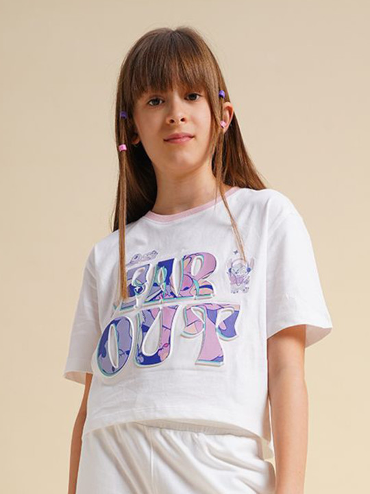 Vero Moda Girls Typography Printed Applique T-shirt