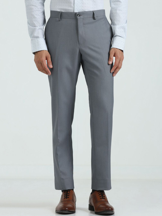 Blackberrys Men Textured Slim Fit Low-Rise Trousers