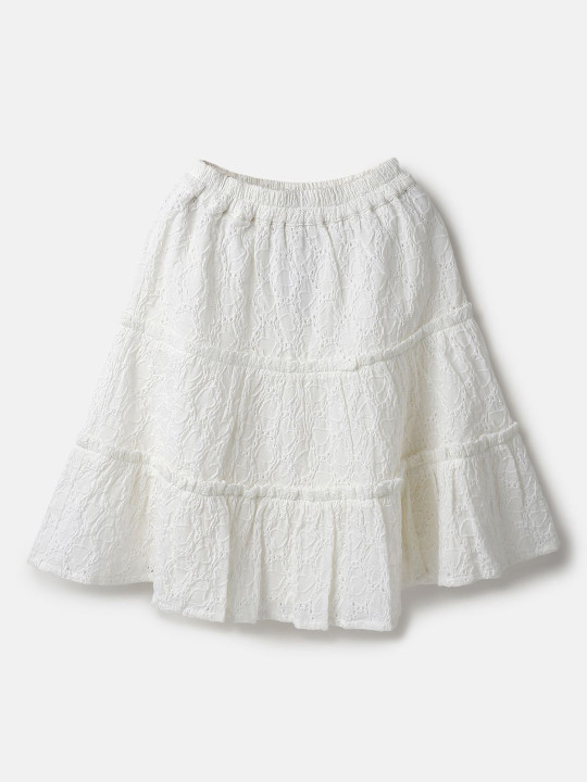 United Colors of Benetton Girls Pure Cotton Tiered Maxi Skirt