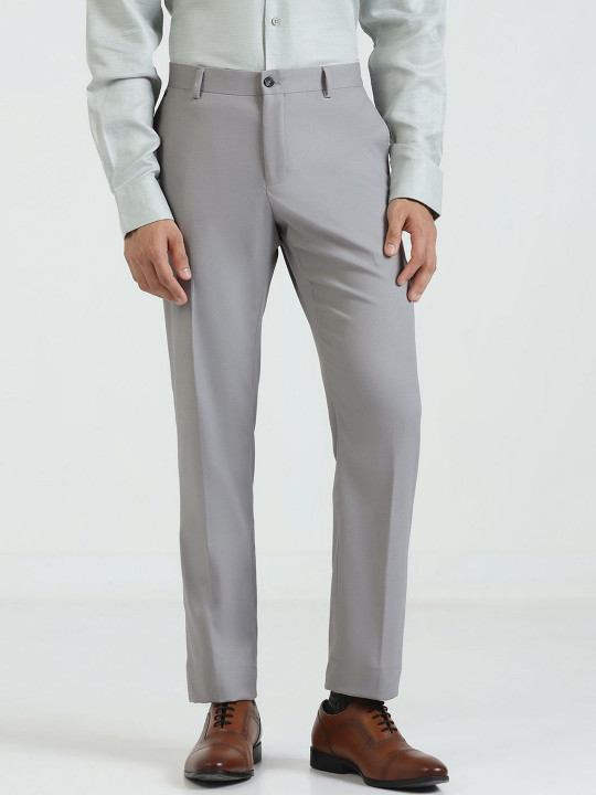 Blackberrys Men B-95 Textured Slim Fit Formal Trousers