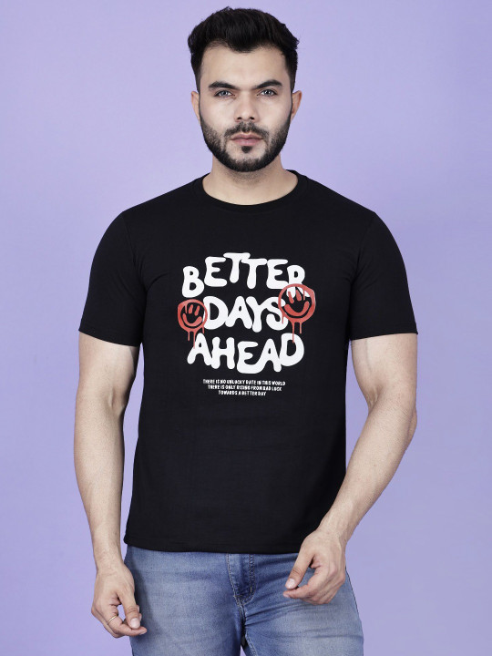 GREATMAN Men Typography Printed Slim Fit T-shirt