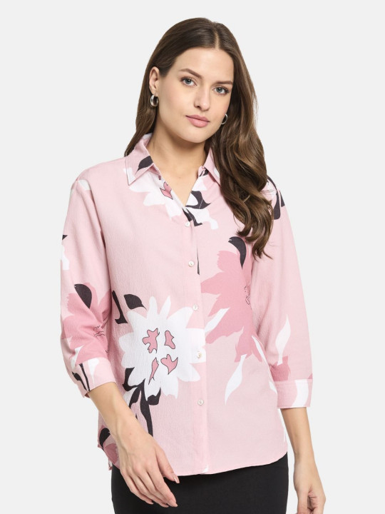 METTLE Women Printed Spread Collar Shirt