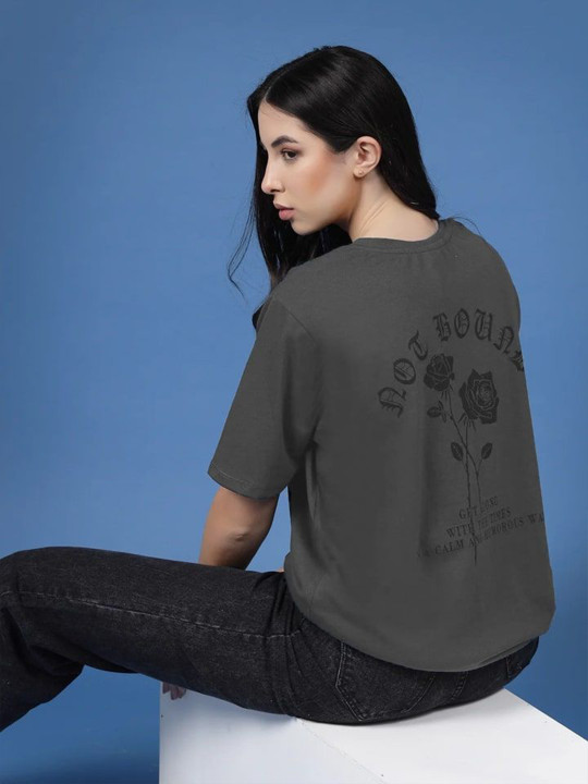 Rigo Women Floral Printed Round Neck Cotton Oversized T-shirt