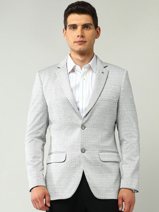 AD By Arvind Textured Tailored Fit Single-Breasted Blazer