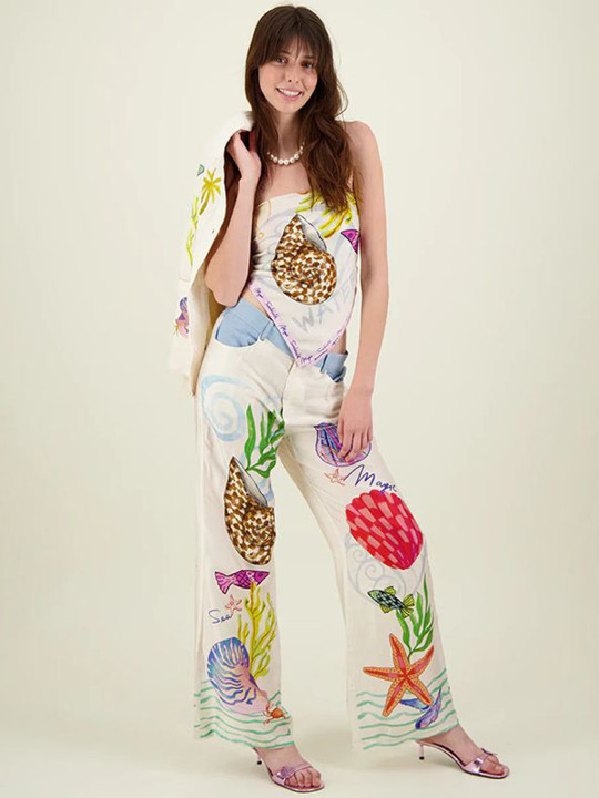 StyleCast x Revolte Women Abstract Printed Loose Fit Pleated Trousers