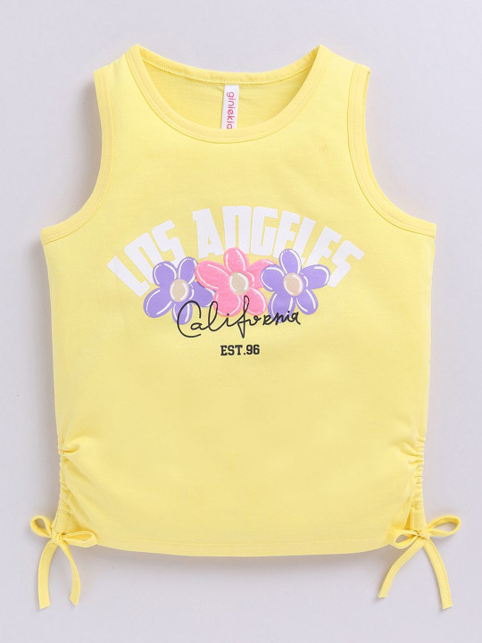 Ginie Girls Typography Printed Cotton Top