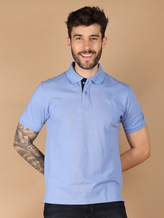 V-Mart Men Polo Collar Applique T-shirt