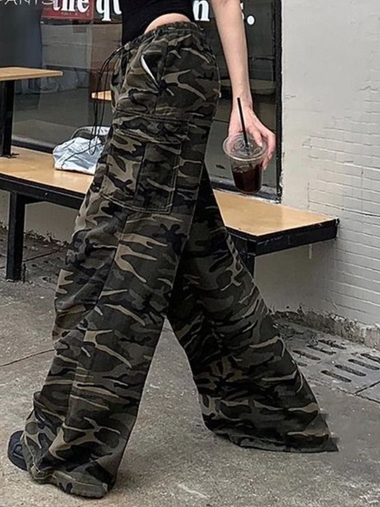 StyleCast Women Camouflage Loose Fit Cargos Trousers