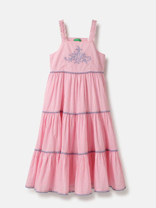 United Colors of Benetton Kids-Girls Striped A-Line Dress
