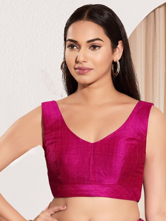 VAMAS - THE DESIGNER BLOUSES V-Neck Padded Readymade Saree Blouse
