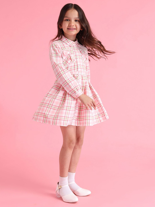 U.S. Polo Assn. Kids Girls Cotton Checked Shirt Dress