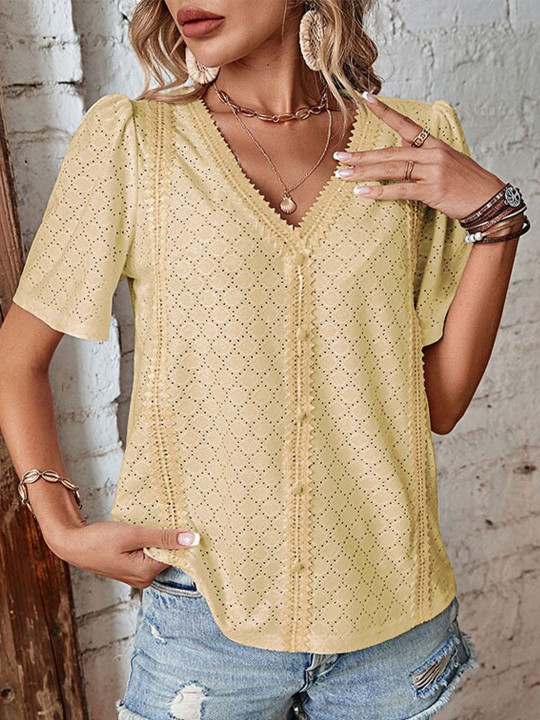 StyleCast Yellow Self Design Regular Top