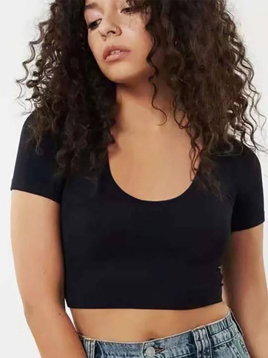 StyleCast x Revolte Women Solid Scoop Neck Cotton Top