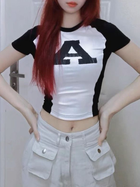 StyleCast x Revolte Typography Print Georgette Crop Top