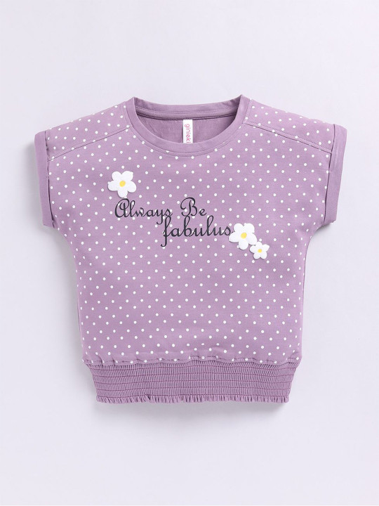 giniekids Girls Polka Dot Printed Cotton Blouson Top