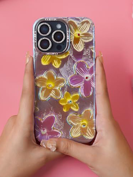 PEEPERLY Floral Printed iPhone 16 Pro Back Case Mobile Accessories