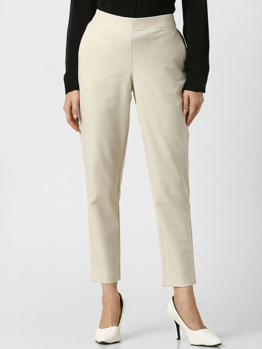 Van Heusen Woman Self Design Mid-Rise Formal Trousers