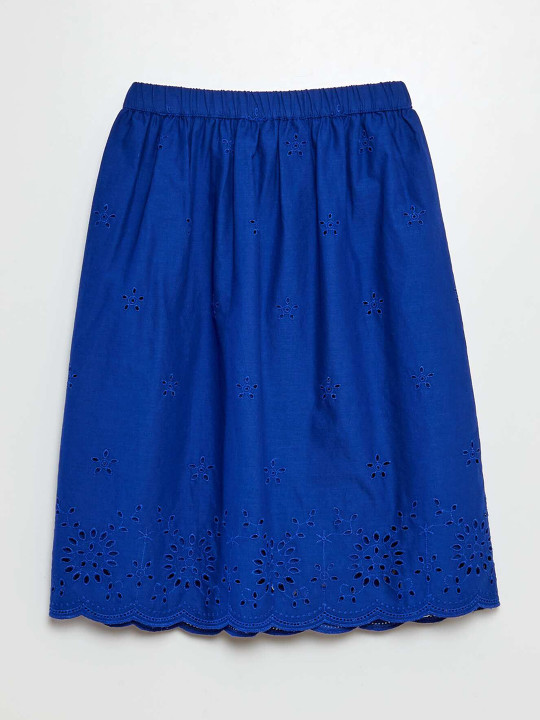 KIABI Girls Lace Patterned Pure Cotton A-Line Midi Skirt