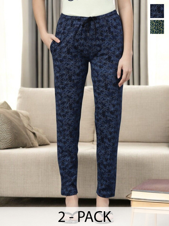 Kryptic Pack Of 2 Printed Pure Cotton Relaxed-Fit Lounge Pants