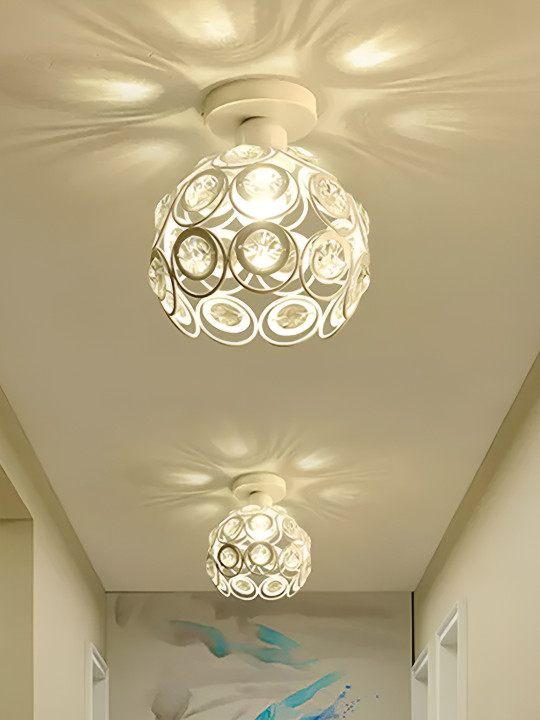 2 Pieces White Mini Chandelier Lamp Crystal Ceiling Lamp