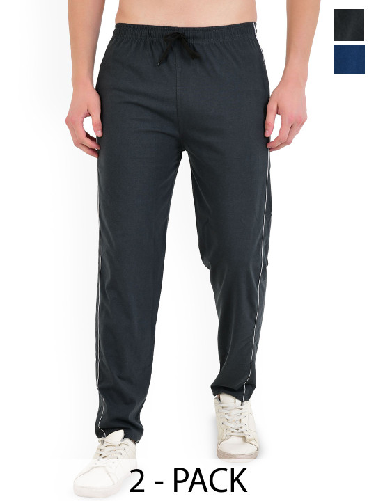 CHARMZ Men Pack Of 2 Pure Cotton Mid-Rise Trackpants