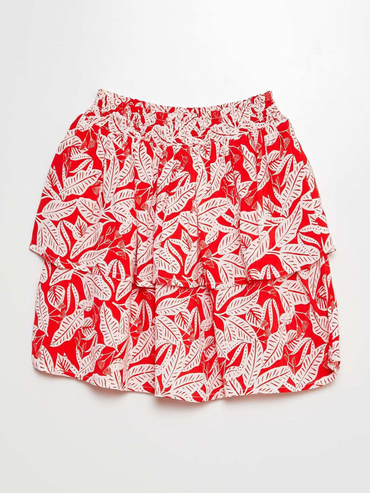 KIABI Girls Floral Printed Tiered Mini Skirt