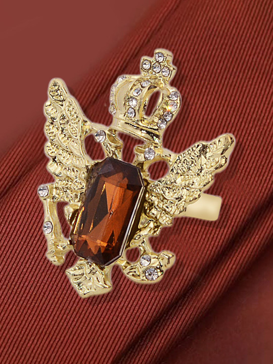 Curren Real Stones Studded Tie-Clip Brooch
