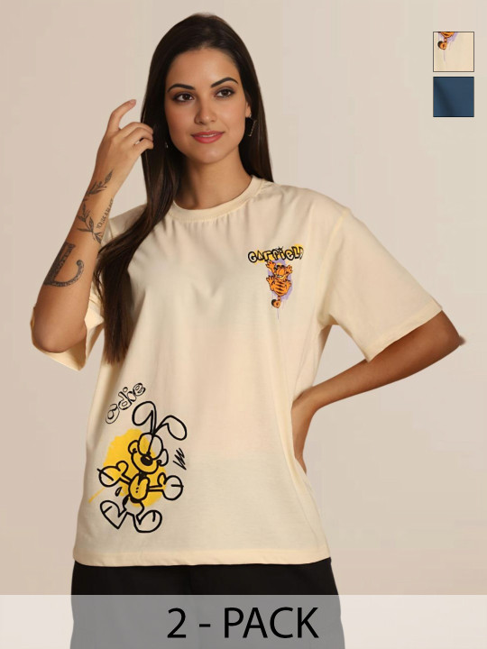 Mast & Harbour Pack Of 2 Printed Cotton T-shirts